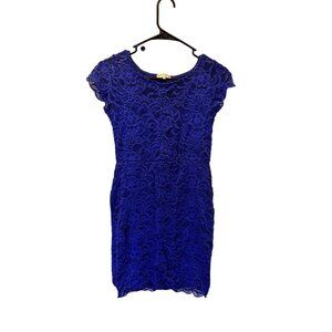 👗 2/$30 👗 Cobalt Blue Capped Sleeve Lace Body Con Dress sz S